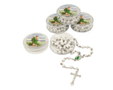 19 3/4 Inch White Religious Wood Beads Saint Jude Rosary Set of 12