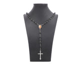 19 Inch Black Scented Wood Rosary Favors with Jesus Motif Pack of 12