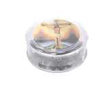 19 Inch Black Scented Wood Rosary Favors with Jesus Motif Pack of 12