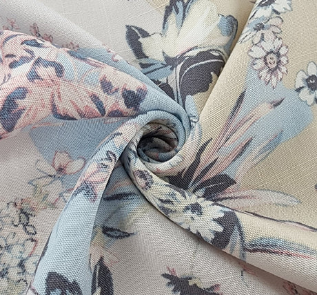 1 Yard Spring Blue Rayon Slub Fabric Lightweight Material for Soft Shirts Skirts Dresses Width 55/58"