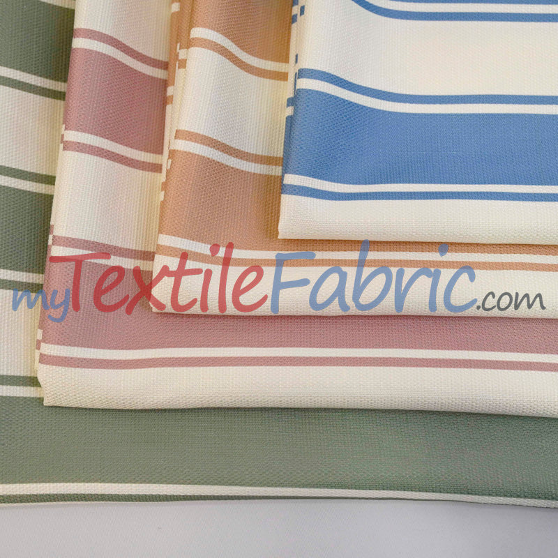 Rustic Linen Stripe Polyester Fabric - Yarn-Dyed Horizontal Stripes, 56/58" Width (1 Yard)