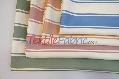 Rustic Linen Stripe Polyester Fabric - Yarn-Dyed Horizontal Stripes, 56/58" Width (1 Yard)