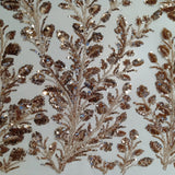 Beaded Sequined Lace Fabric on Polyester Net Mesh