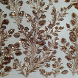 Beaded Sequined Lace Fabric on Polyester Net Mesh