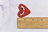 Embroidered Heart Patch with Eyes