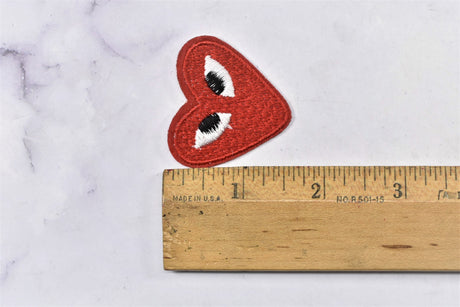 Embroidered Heart Patch with Eyes