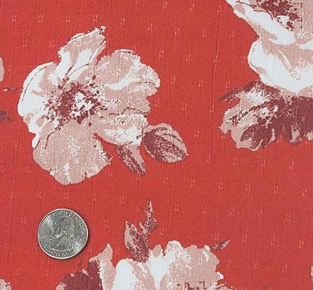 Yoryu Jacquard Orange 55/56? Wide Rayon 1 Yard Crinkled Jacquard Dobby Fabric