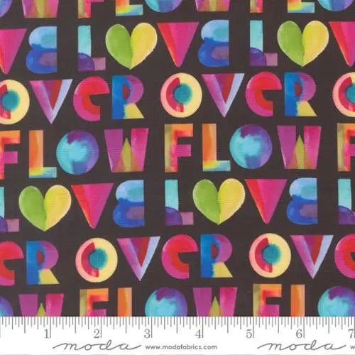 Cotton Print Fabric Radiant Midnight Over Flow Text 44/45"