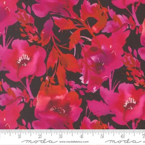 Cotton Print Radiant Midnight Poppies Fabric 44/45"