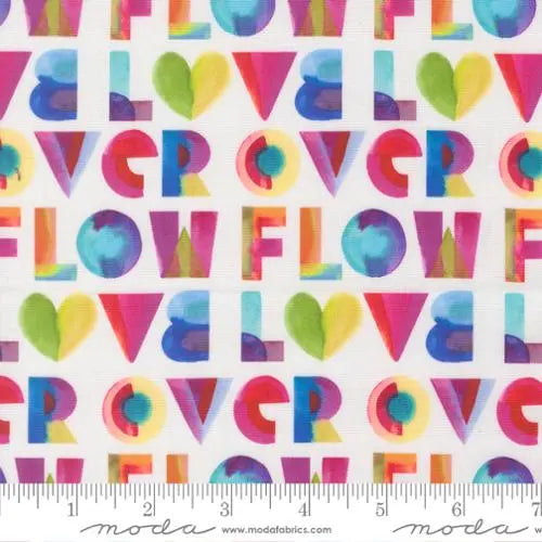 Cotton Fabric Radiant Rainbow Over Flow Text 44/45
