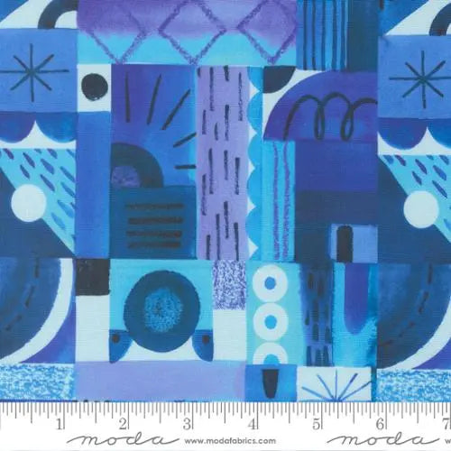 Cotton Geometric Print Fabric Radiant Sky 44/45"
