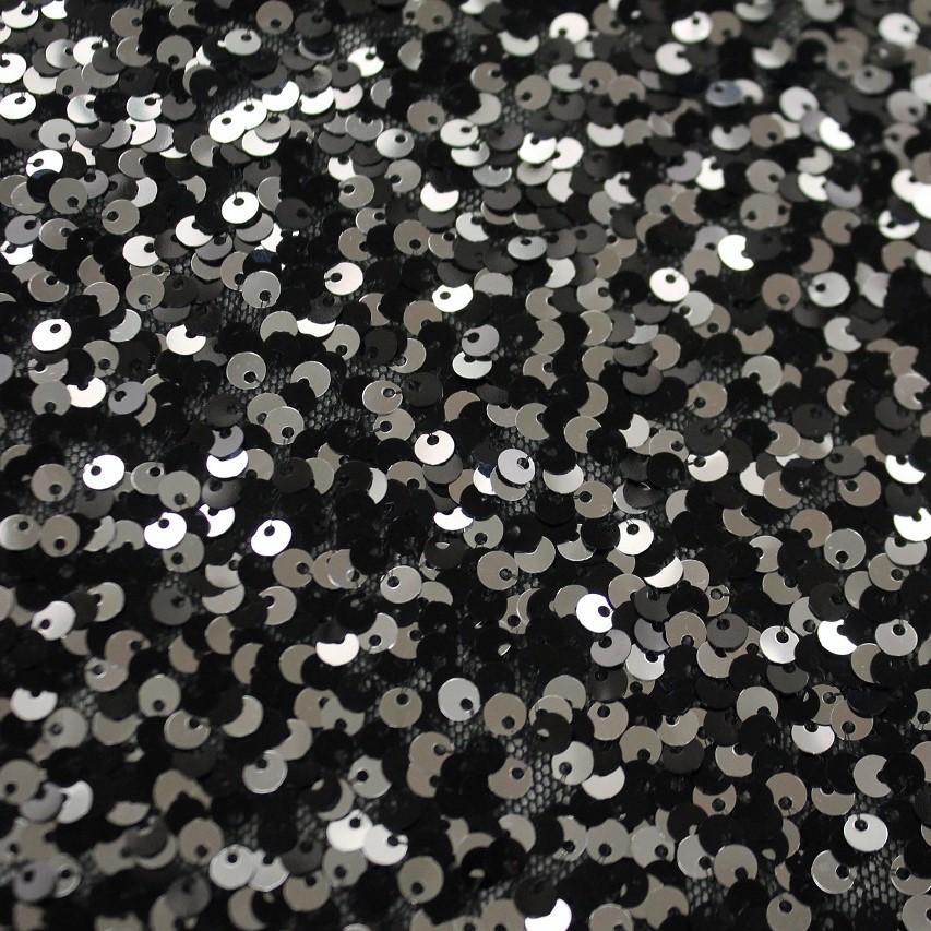 Stretch Mesh Sequin Fabric Black