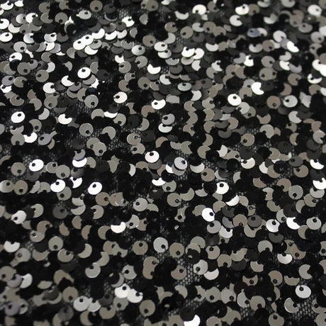 Ragtime Stretch Mesh Sequin Fabric - Black/Red, 54/55" Width (1 Yard)