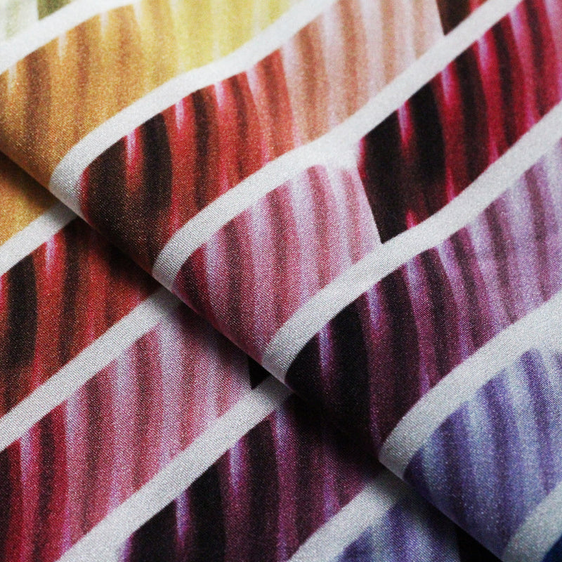 Stained Glass Nylon Spandex Fabric - Rainbow Striped, Brazilian Print, 58/60" Width (1 Yard)