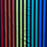 Swim Knit Polyester Spandex Rainbow and Black Stripe