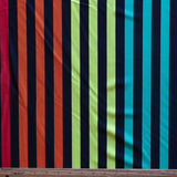 Swim Knit Polyester Spandex Rainbow and Black Stripe