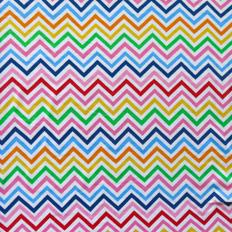 Cotton Lycra Knit Rainbow Zig Zags 32" Remnant