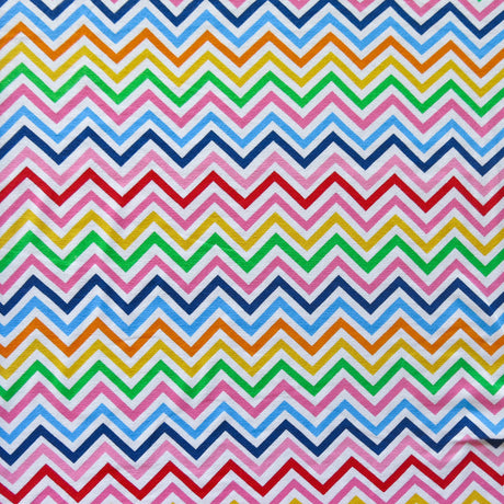 Cotton Lycra Knit Rainbow Zig Zags 32" Remnant