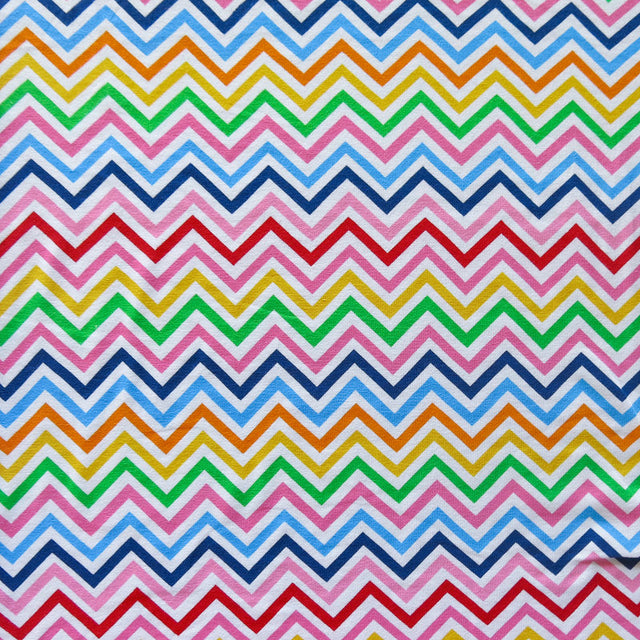 Cotton Lycra Knit Rainbow Zig Zags 32" Remnant