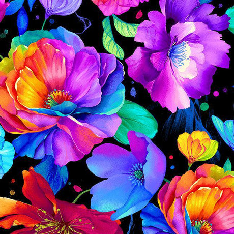 Quilting Cotton Petal Power Rainbow Florals Timeless Treasures