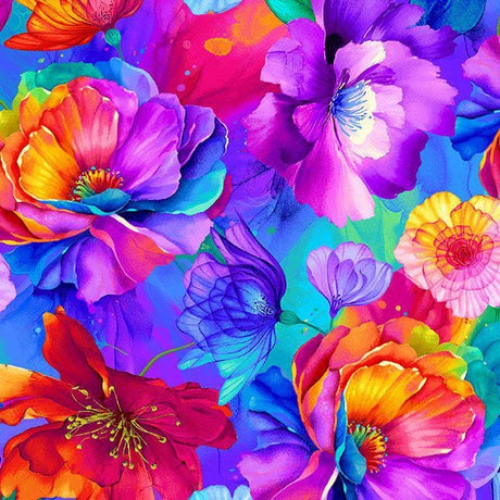 Quilting Cotton Petal Power Rainbow Florals Timeless Treasures