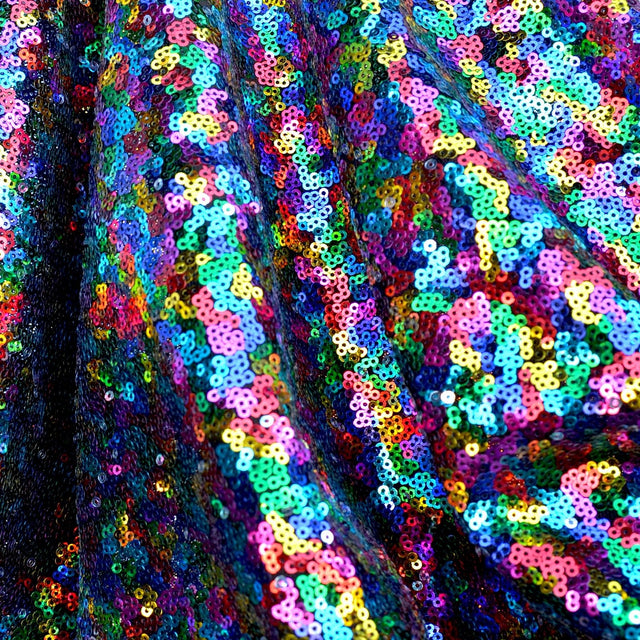 Maedi Gras Rainbow Multi Colored Mini Glitz Sequin Mesh Fabric,