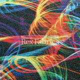Rave Party Poly Spandex Tricot Fabric - Multi Color Lines Print, 58/60" Width (1 Yard)