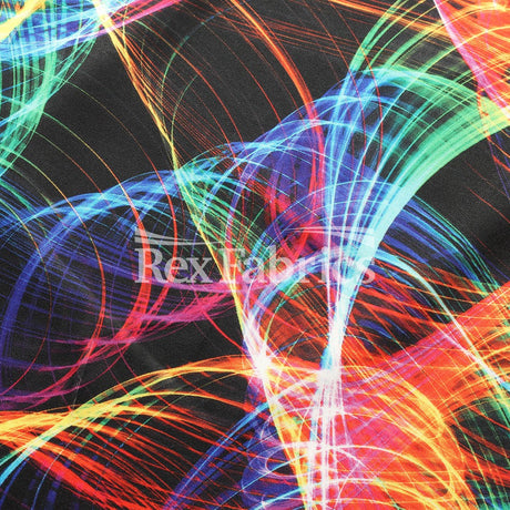 Rave Party Poly Spandex Tricot Fabric - Multi Color Lines Print, 58/60" Width (1 Yard)