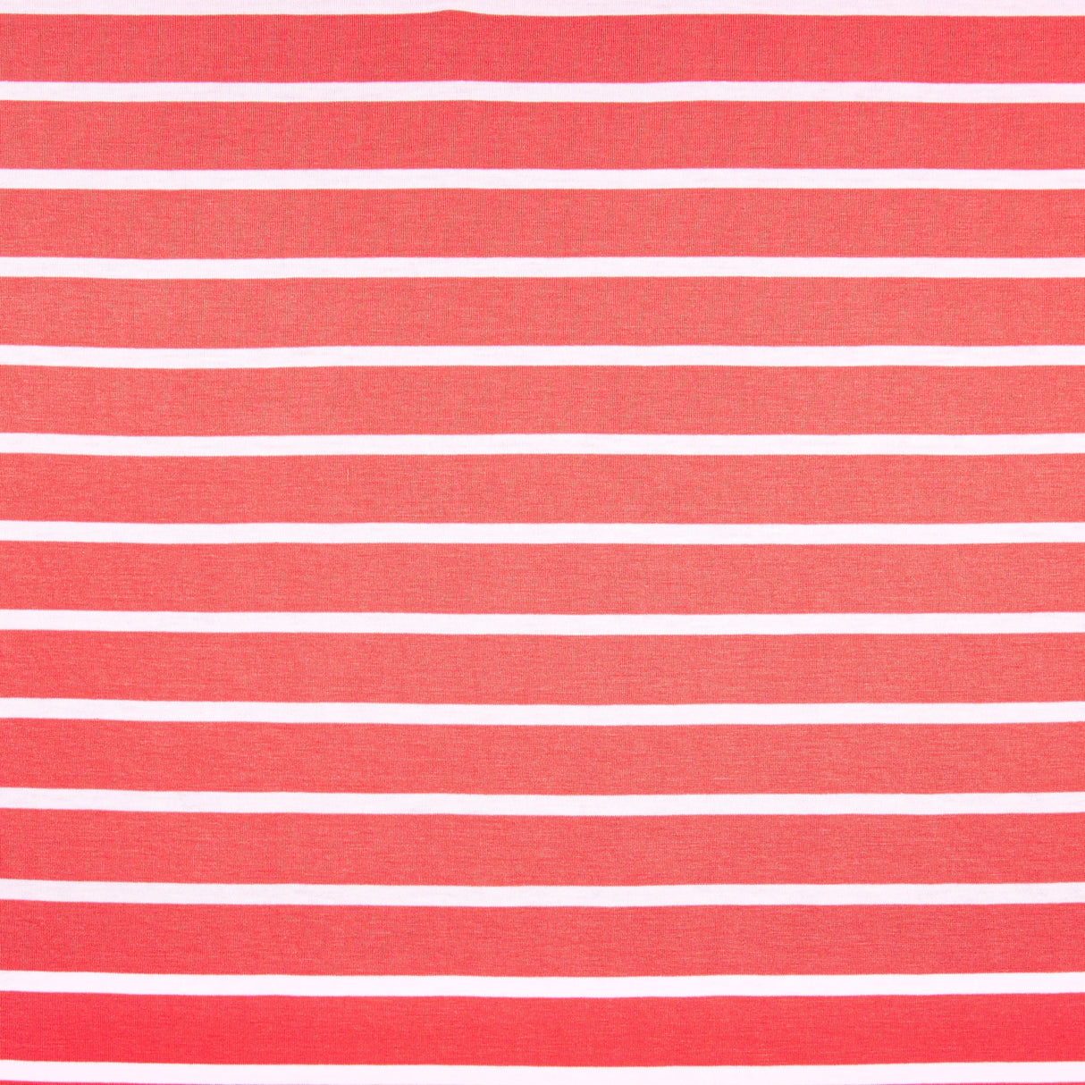 Rayon Spandex Jersey Knit Fabric Coral White Stripes