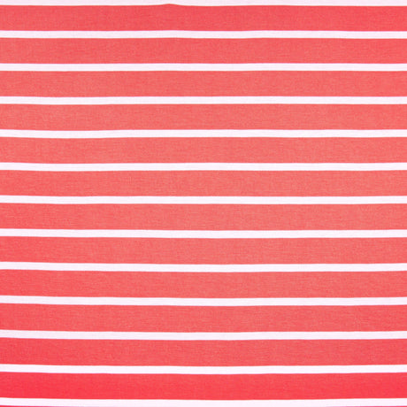 Rayon Spandex Jersey Knit Fabric Coral White Stripes