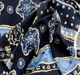 Rayon Crinkle 1A690 100 Percent Rayon Fabric - Navy/Ivory, Crinkle, 52/54" Width