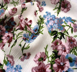 Rayon Crinkle 1D704 100 Percent Rayon Fabric - Ivory/Mauve Vertical Rippled Texture, 50/51" Width (1 Yard)