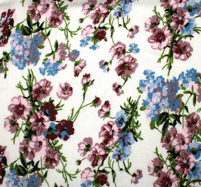 Rayon Crinkle 1D704 100 Percent Rayon Fabric - Ivory/Mauve Vertical Rippled Texture, 50/51" Width (1 Yard)