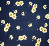 Rayon Crinkle 1D566 100% Rayon Fabric - Navy/Ivory Crinkle Print, 52/54" Width