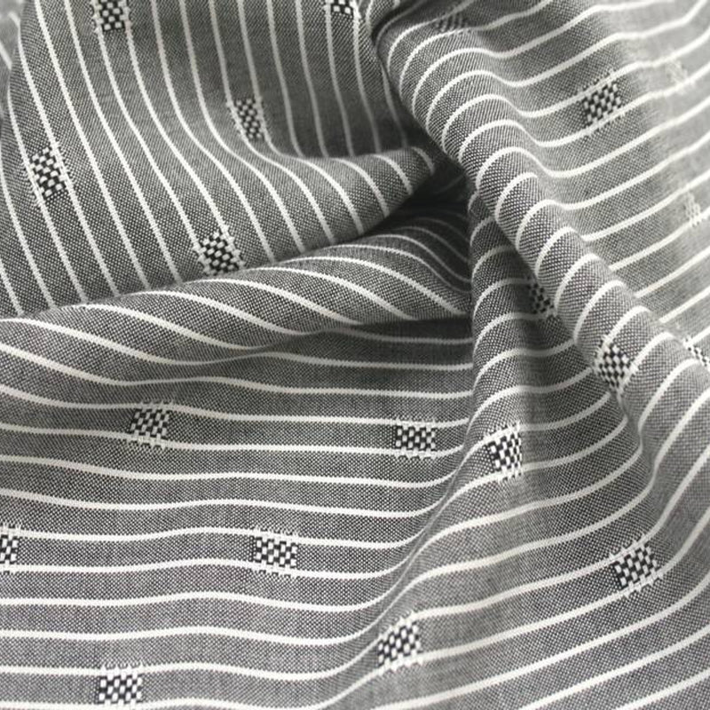1 Yard Gray Ivory Rayon Pinstripe Fabric For Shirts, Dresses, Blouses Lightweight 57/58" Wide