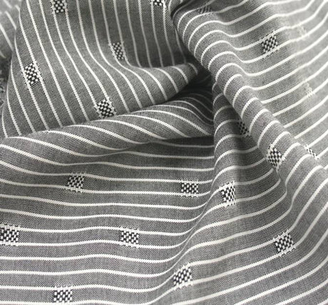 Rayon Dobby Pin Stripe 1D1034 Rayon Fabric - Gray/Ivory Pin Stripe, 57/58" Width (1 Yard)
