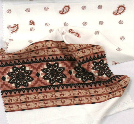 Rayon Poplin Print 1D647 Rayon Fabric - Off White/Pink Print, 54/55" Width (1 Yard)