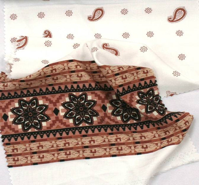 Rayon Poplin Print 1D647 Rayon Fabric - Off White/Pink Print, 54/55" Width (1 Yard)