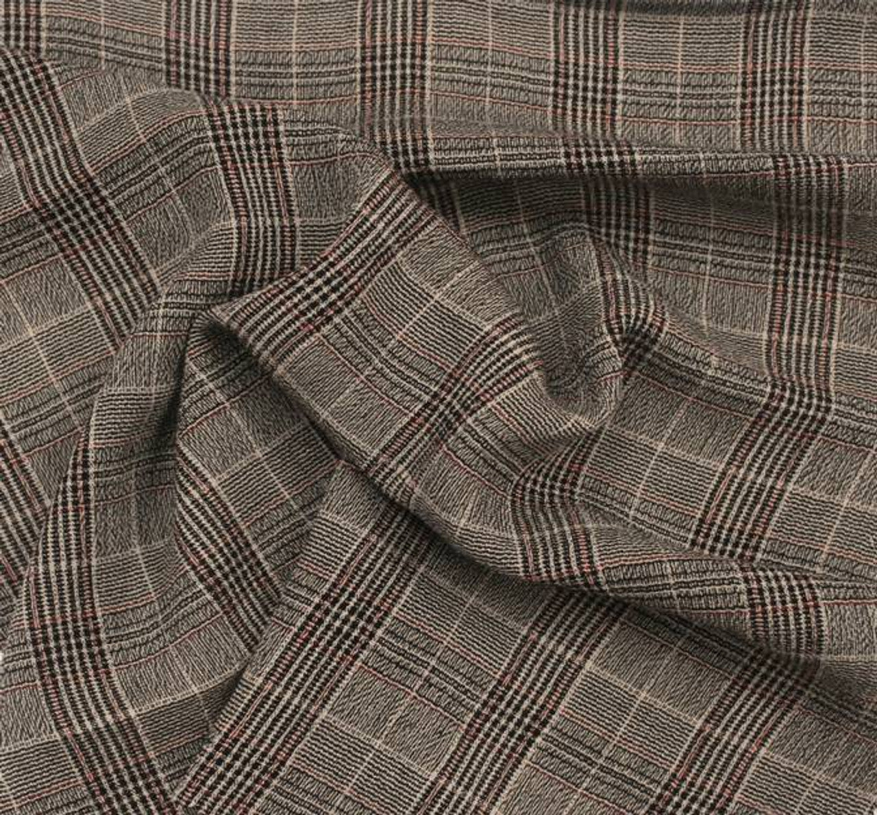 Rayon Yarn Dyed Plaid 1 Yard Fabric Taupe Black 50/51″ Wide, Ultra Soft Lightweight