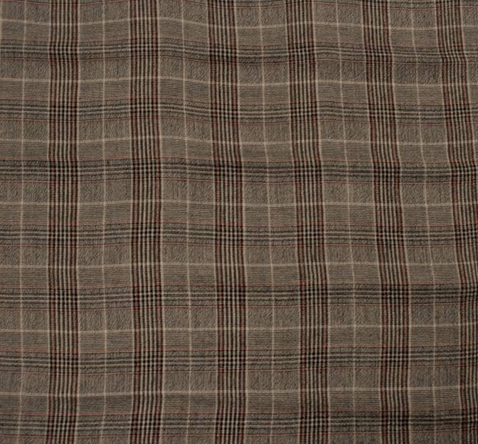 Rayon Yarn Dyed Plaid 1D1016 Rayon Fabric - Taupe/Black Plaid, 50/51" Width
