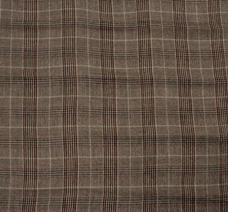 Rayon Yarn Dyed Plaid 1D1016 Rayon Fabric - Taupe/Black Plaid, 50/51" Width