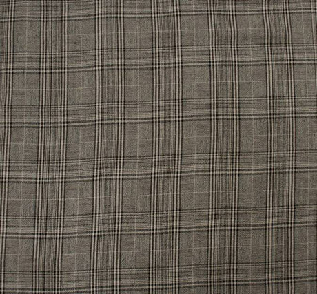 1 Yard Taupe Black Plaid Rayon Fabric, Yarn Dyed, 50/51" Wide, Lightweight Apparel Textile