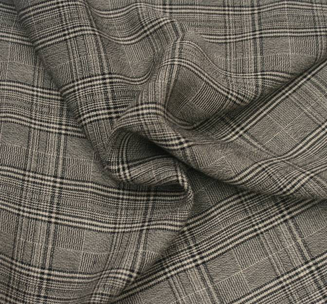 Rayon Yarn Dyed Plaid 1D1017 Rayon Fabric - Taupe Black Plaid, 50/51" Width (1 Yard)