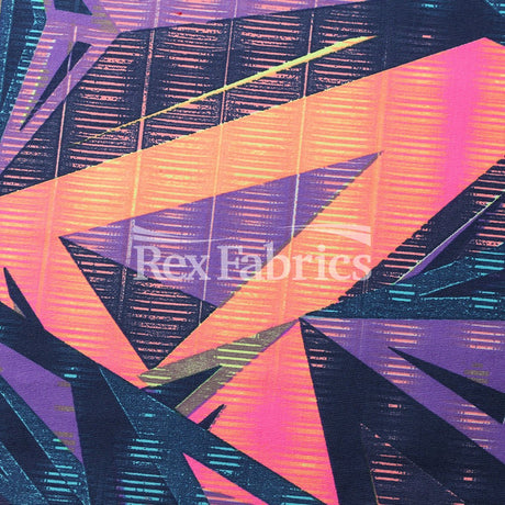 Razors Edge Nylon Spandex Fabric - 4-Way Stretch, Multicolor Geometric Triangle Print, 58/60" Width (1 Yard)