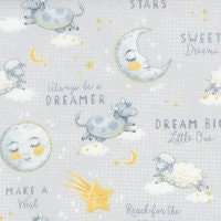 Quilting Cotton Reach for the Stars All Over Sweet Dreams Navy Gray Wilmington Prints
