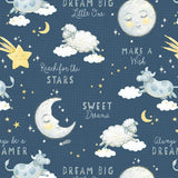 Quilting Cotton Reach for the Stars All Over Sweet Dreams Navy Gray Wilmington Prints