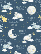 Quilting Cotton Reach for the Stars All Over Sweet Dreams Navy Gray Wilmington Prints