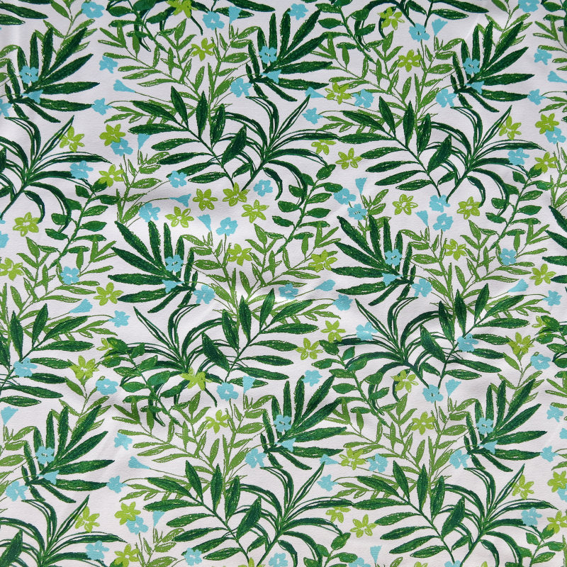 Poly Lycra Knit Green Branches and Blossoms