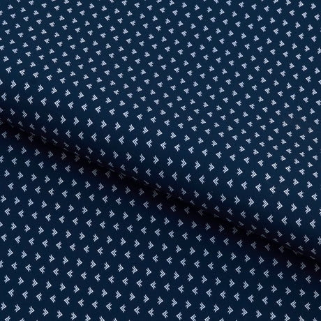 Left To Right Arrow Printed Recycled Nylon Spandex Fabric - Navy/White Arrow Print, 55/56" Width (1 Yard)