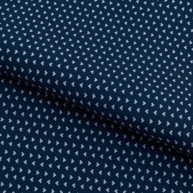 Left To Right Arrow Printed Recycled Nylon Spandex Fabric - Navy/White Arrow Print, 55/56" Width (1 Yard)
